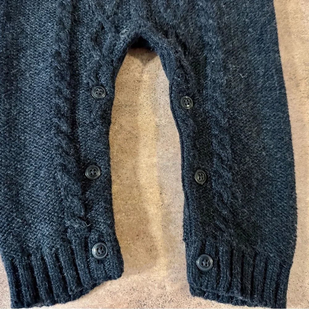 OshKosh B'Gosh Baby Cable Knit Charcoal Hooded Coverall, Size 12M